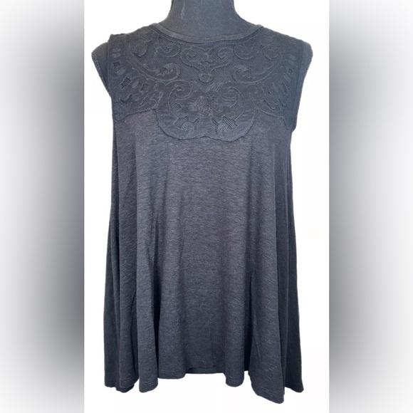 Free People Meant to be Knit Mesh sleeveless tank top black size small NWT - Picture 1 of 8